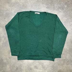 Vintage 60s Champion Doran Green Rayon V-Neck Sweater